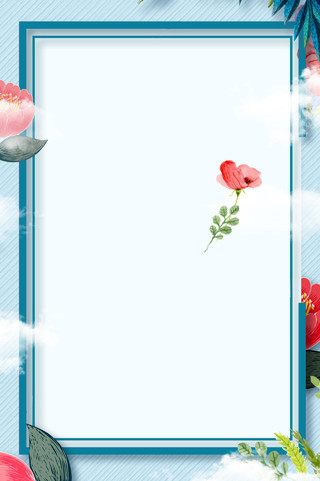  母亲节鲜花促销宣传海报蓝色背景   
